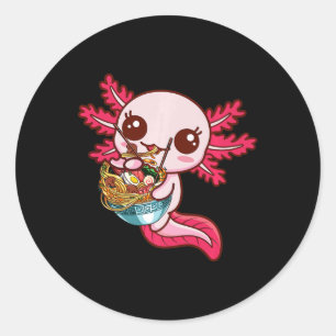 Adesivo Kawaii Axolotl Comeu Ramen Japonês Noodles Ki