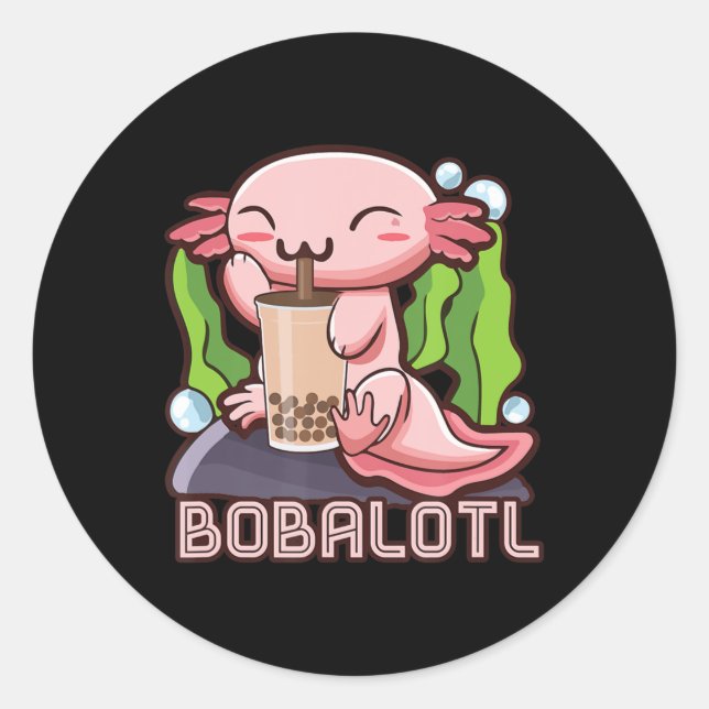 Adesivo Kawaii Axolotl Cute Boba Tee Bubble Tea Anime Girl (Frente)