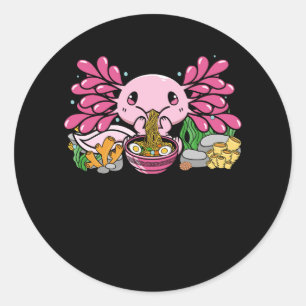 Adesivo Kawaii Axolotl Eating Ramen Noodles Anime Japonês