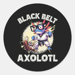 Adesivo Kawaii Axolotl Faixa Preta Caratê Kickboxing Artes