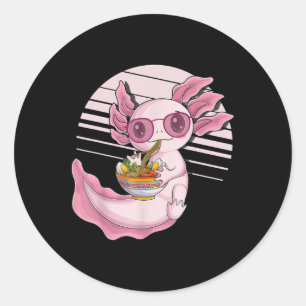 Adesivo Kawaii Axolotl Ramen Noodles Anime Comida japonês 