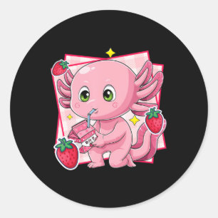Adesivo Kawaii Axolotl Strawberry Milk Gift Japonês