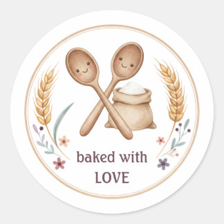 Adesivo Kawaii Baked With Love Bakery Label | Cute Baking