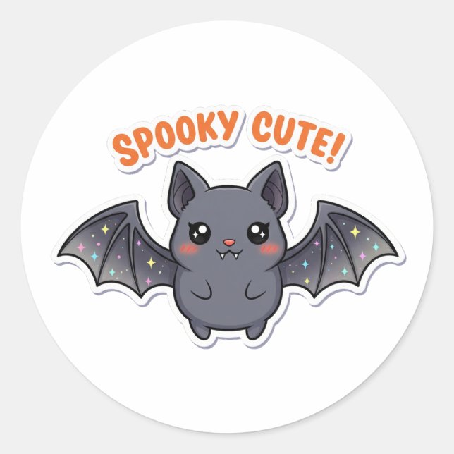 Adesivo Kawaii Bat Sticker - Cute Halloween Vampire Chibi (Frente)