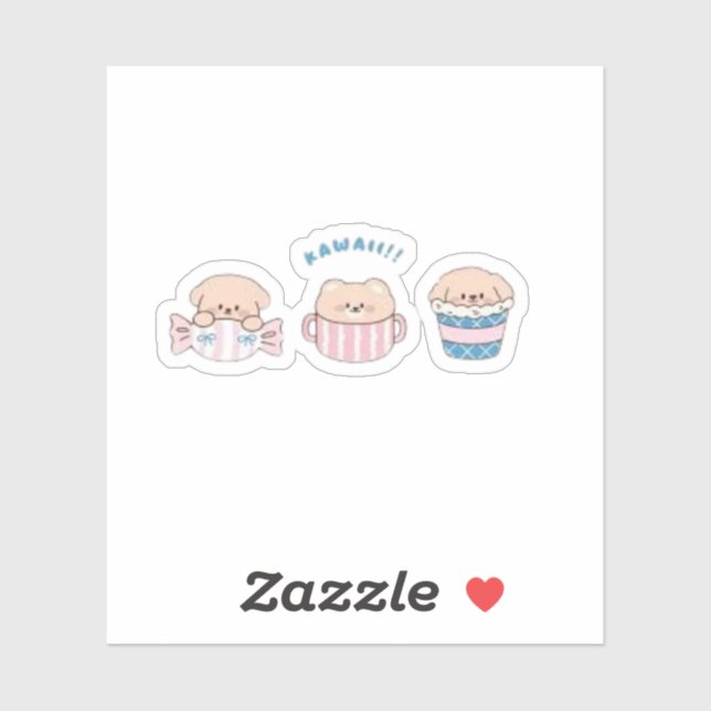 Adesivo Kawaii Bear Sticker – Cute Pastel Cartoon Vinyl De (Folha)