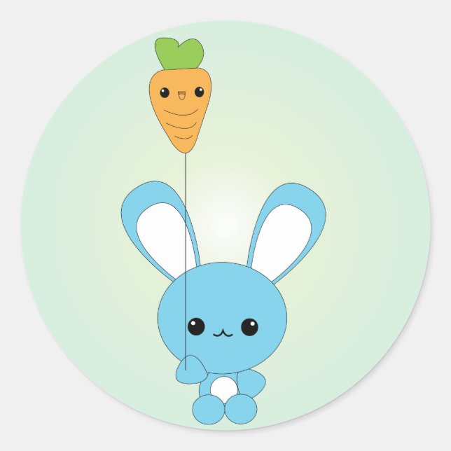 Adesivo Kawaii Blue Bunny e Carrot (Frente)
