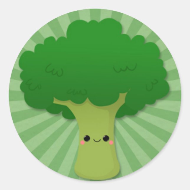 Adesivo Kawaii Broccoli sobre o estouro verde (Frente)