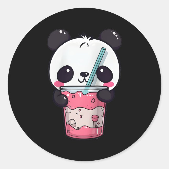 Adesivo Kawaii Bubble Tea Panda Boba-Tea Baseball Japonês (Frente)