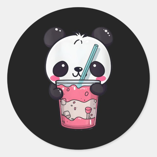Adesivo Kawaii Bubble Tea Panda Boba-Tea Japonês (Frente)