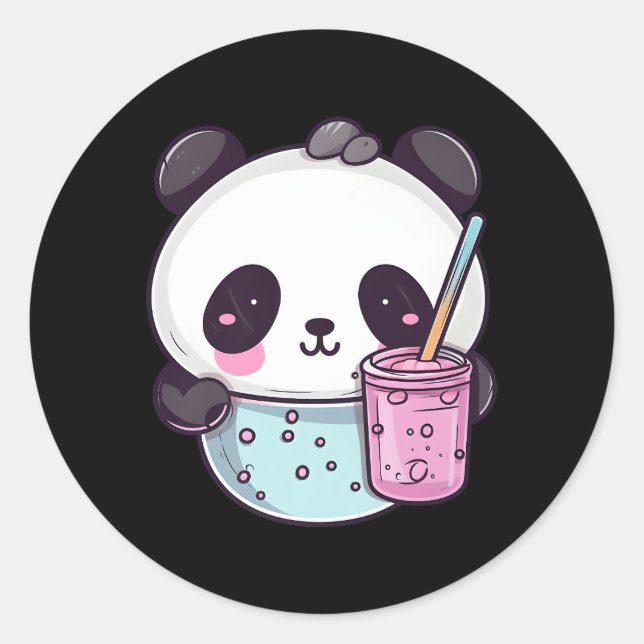 Adesivo Kawaii Bubble Tea Panda Boba-Tea Japonês (Frente)