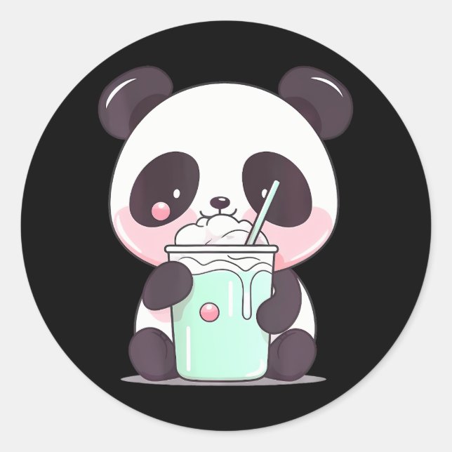Adesivo Kawaii Bubble Tea Panda Engraçado Boba-Tea Japonês (Frente)