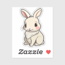 Kawaii Bunny Sticker - Fluffy White Rabbit Vinyl