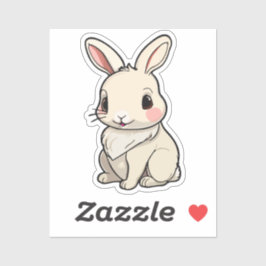 Adesivo Kawaii Bunny Sticker - Fluffy White Rabbit Vinyl