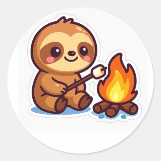 Adesivo Kawaii Campfire Sloth Sticker