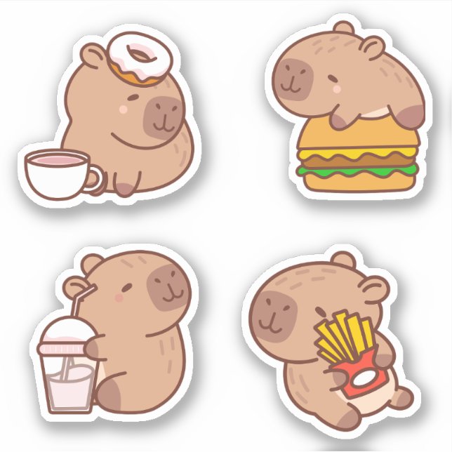Adesivo Kawaii Capybara Sticker Pack (Frente)