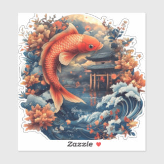 Adesivo Kawaii Carp Dragon Gate Sticker Legenda Chinesa