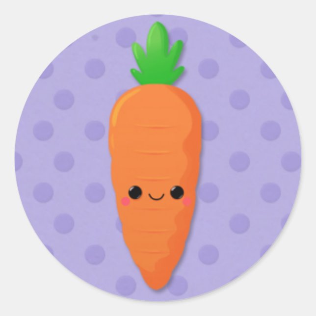 Adesivo Kawaii Carrot em Bolinhas roxas (Frente)