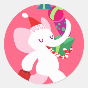 Adesivo Kawaii Cartoon X-mas White Elephant