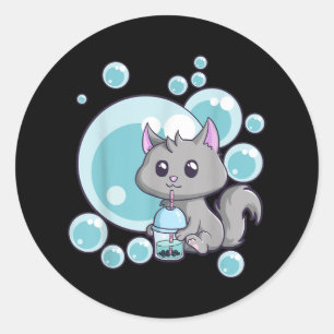 Adesivo Kawaii Cat Bubble Tea Anime Funny Boba Tea Cats