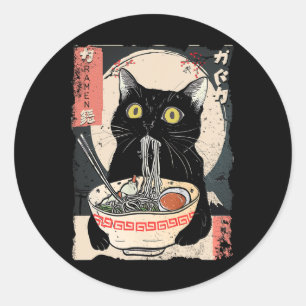 Adesivo Kawaii Cat Comendo Ramen Noodles Engraçado Anime G