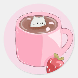 Adesivo Kawaii Cat in Hot Chocolate - Cozy Winter Mug Desi