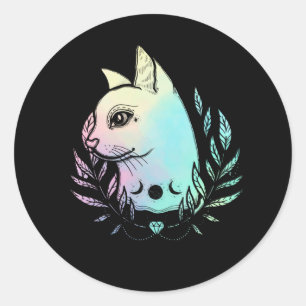 Adesivo Kawaii Cat Moon Wicca Pastel Gótico Kitten Cresce