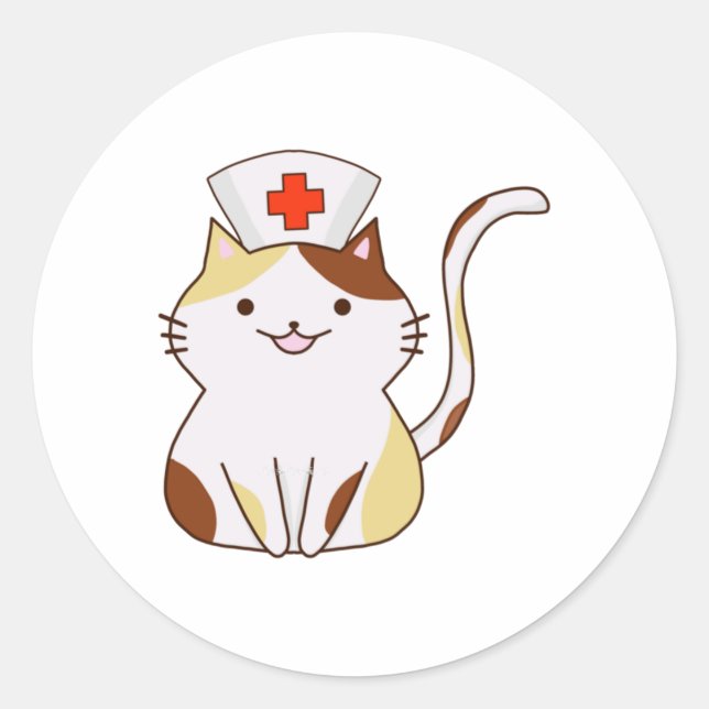Adesivo Kawaii Cat Nurse (Frente)