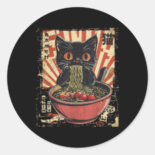 Adesivo Kawaii Cat Ramen Noodle Engraçado Japonês Anime Ma