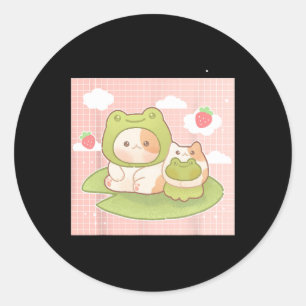 Adesivo Kawaii Cat Sapo Strawberry Retro 90s Cottagecore A