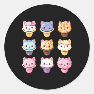 Adesivo Kawaii Cat Sorvete Doce Comida Lover