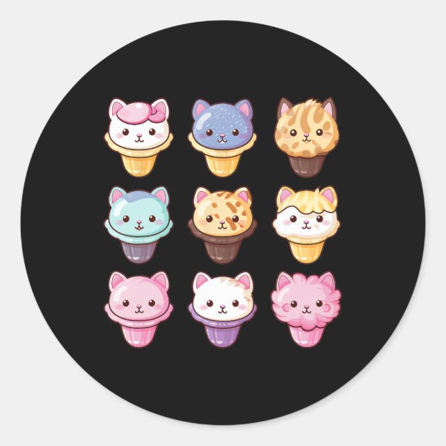 Adesivo Kawaii Cat Sorvete Doce Comida Lover (Frente)