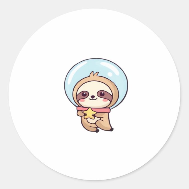 Adesivo Kawaii Chibi Sloth Astronauta � Cute Space Sloth C (Frente)