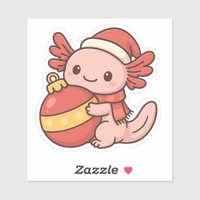 Adesivo Kawaii Christmas Axolotl Sticker Ornament (Folha)