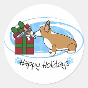 Adesivo Kawaii Christmas Corgi Puppy Gift