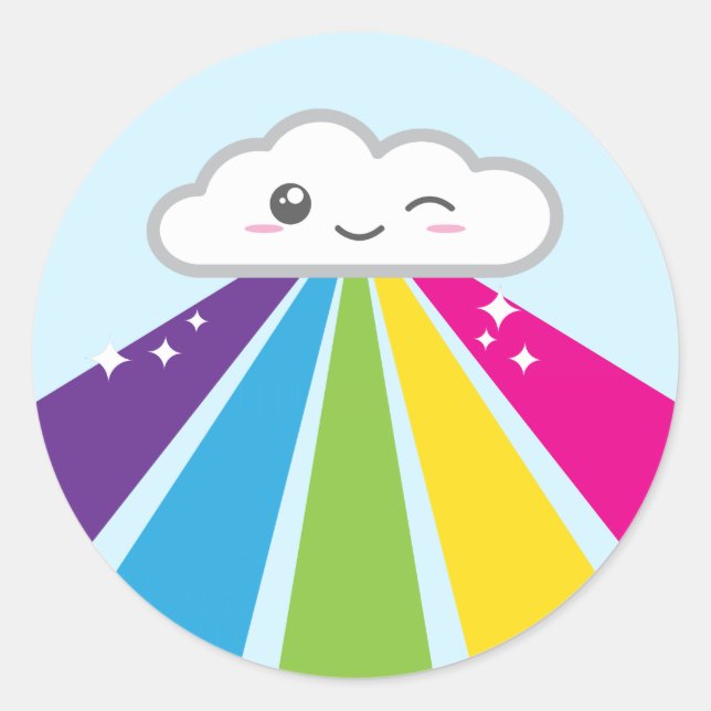 Adesivo Kawaii Cloud e Rainbow Stickers (Frente)