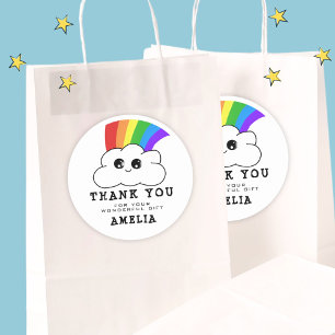 Adesivo Kawaii Cloud Rainbow Aniversário Obrigado