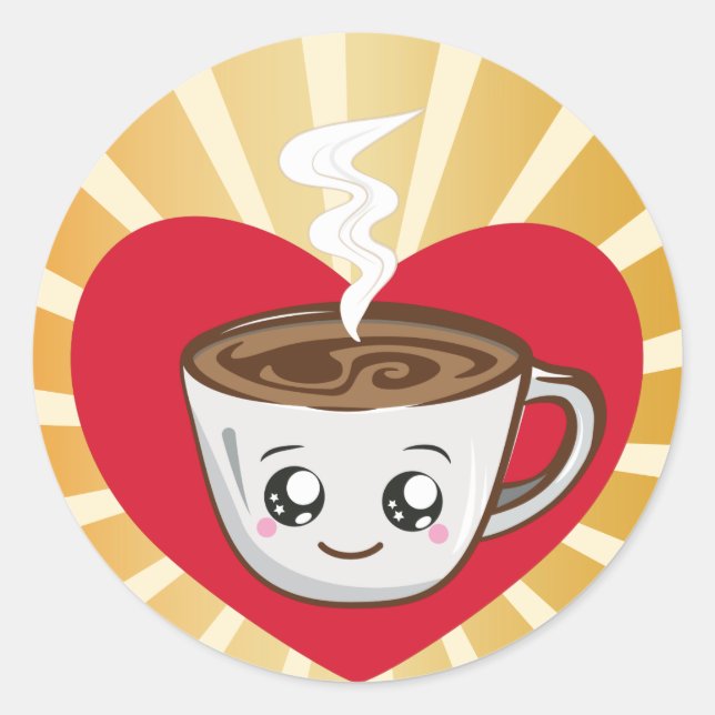 Adesivo Kawaii Cup de café com amor pela manhã (Frente)