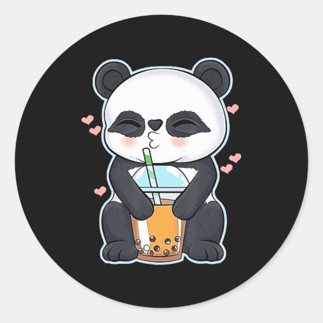 Adesivo Kawaii Cute Anime Panda Boba Bubble Tea Otaku Men (Frente)