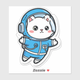 Adesivo Kawaii de Astronauta Gato Fofo 6x6