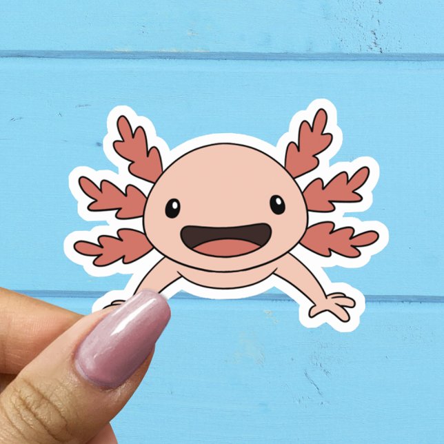 Adesivo Kawaii de Axolote Rosa Sorridente e Fofo (Criador carregado)