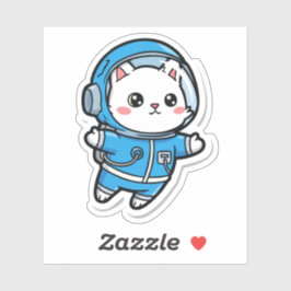 Adesivo Kawaii de Gatinho Astronauta Fofo
