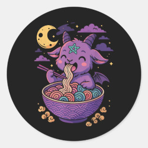 Adesivo Kawaii Demon Ramen Noodles Goat Pentagram Pastel B