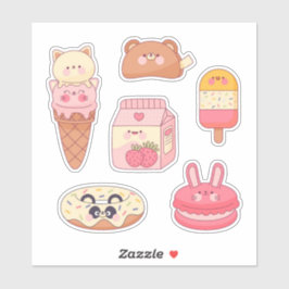 Adesivo Kawaii Dessert and Animal