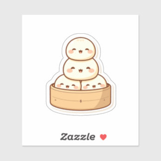 Adesivo Kawaii Dim Sum Bamboo Steamer Dumplings