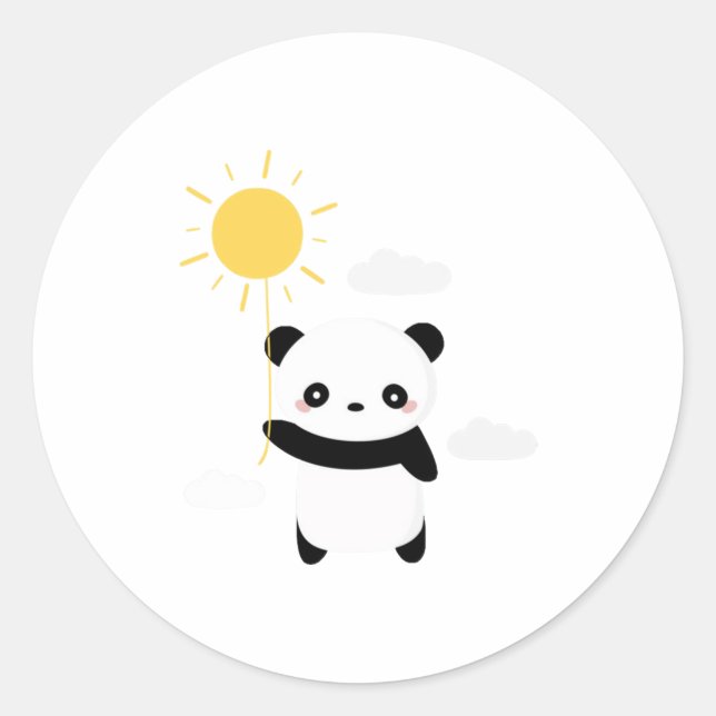 Adesivo Kawaii e o sol do panda fofo (Frente)