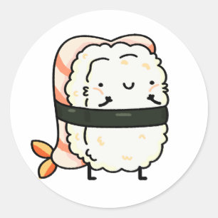 Adesivo Kawaii Ebi Oração Sushi
