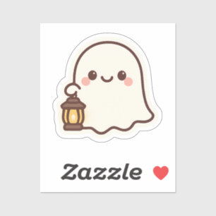 Adesivo Kawaii Fantasma com Lanterna - Design de Espírito