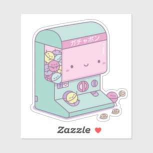 Adesivo Kawaii Gachapon Japão Cápsula Toy Machine Doodle