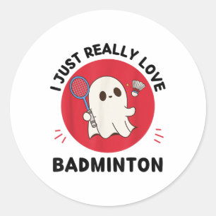 Adesivo Kawaii Ghost Badminton Lover Eu Adoro Ba