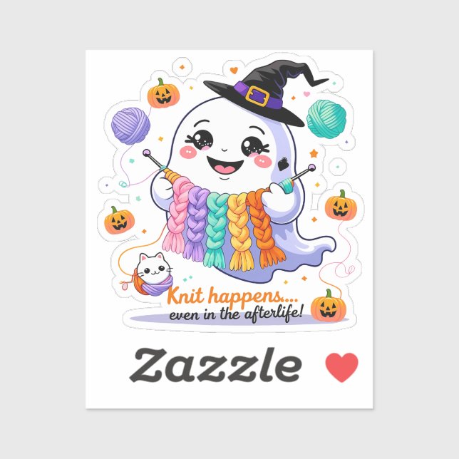 Adesivo Kawaii Ghost Knitker - Gif Bonito Halloween (Folha)
